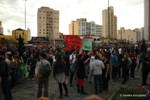 Demonstranten verzamelen zich op het Largo da Batata in São Paulo